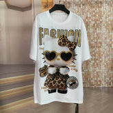 A227 - Hello Kitty "Ice Out" Heavy Boxy Tee - 320g Luxury Heavyweight Breathable Cotton - Premium Rhinestone Bling Streetwear Graphic Tee
