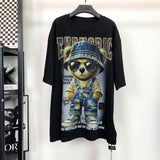 Heavy Rhinestone Teddy Bear Graphic T-Shirt | Oversized Unisex Streetwear Tee