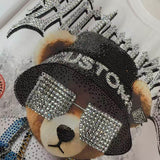 A221 - Hypebeast Teddy Bear Oversized Tee - 320g Heavyweight Breathable Cotton - Premium Rhinestone & Big Crystal Sunglasses Luxury Streetwear Shirt