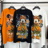 Heavy Rhinestone Vintage Mickey Graphic T-Shirt – Oversized Sparkle Cartoon Streetwear Tee