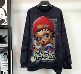 Heavy Rhinestone Betty Boop Graphic Sweatshirt – Vintage Oversized Crewneck Pullover