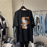 A201 - Hello kitty Handmade 220g Cotton T-Shirt with 3D Bow Embellishment