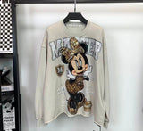 Washed Minnie Rhinestone Sweatshirt | Oversized French Terry Crewneck