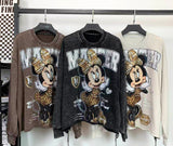 Washed Minnie Rhinestone Sweatshirt | Oversized French Terry Crewneck
