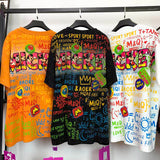 Mickey Rainbow Hat Rhinestone Graphic T-Shirt | Oversized Retro Cartoon Streetwear Tee