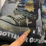 Heavy Rhinestone Teddy Bear Graphic T-Shirt | Oversized Unisex Streetwear Tee