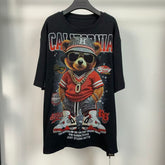 R5 - Heavyweight 320g Pure Cotton T-Shirt - Luxury Full Rhinestone Hip-Hop Teddy Bear Graphic Oversized Tee