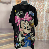A217 - Minnie Mouse Y2K Multi-Color Rhinestone Tee - 320g Ultra-Heavyweight Cotton - Premium Bling Character Streetwear Boxy T-Shirt