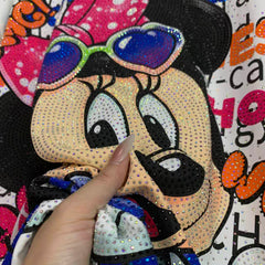 A210 - Minnie Mouse Sparkle Boxy Tee - 320g Heavyweight Premium Cotton - Rhinestone Graphic Double-Sided Streetwear