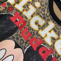 Leopard Mickey Sequin Embroidered Oversized Sweatshirt
