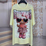 A246 - Heavy Rhinestone Hello Kitty Sunglasses Oversized Fashion T-Shirt