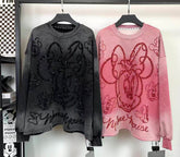 Vintage Washed Sequin Minnie Sweatshirt | Fleece-Lined Oversized Crewneck