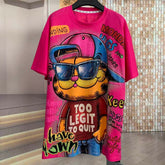 A216 - Garfield Y2K Multi-Color Rhinestone Tee - 320g Ultra-Heavyweight Cotton - Premium Bling Character Streetwear Boxy T-Shirt