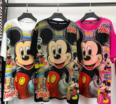 Heavy Rhinestone Boxing Mickey Graphic T-Shirt | Oversized Streetwear Tee