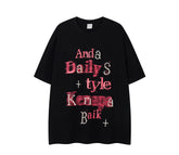 A261 - Pearl Graffiti Graphic Tee – Handmade Embellished Oversized Cotton T-Shirt