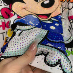 A210 - Minnie Mouse Sparkle Boxy Tee - 320g Heavyweight Premium Cotton - Rhinestone Graphic Double-Sided Streetwear