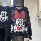 Cute Minnie Sequin Embroidered Lightweight Sweatshirt