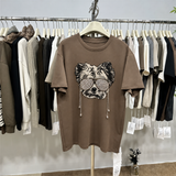 Rhinestone Sunglasses Dog T-Shirt | 3D Chain & Hand-Beaded Cotton Tee