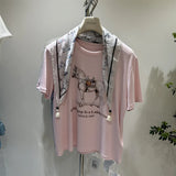 A191 - Artistic Graphic Tee with Beaded Embroidery - 220g Premium Heavyweight Cotton