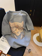 A92 - Luxury Hand-Beaded Leopard Tee | 220g Heavyweight Breathable Cotton | Premium Oversized Slouchy Top