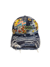 Vinesu H11 - Vintage BugsBunny Patchwork Distressed Baseball Cap | Handmade One-of-a-Kind Sun Hat💙Sea Blue