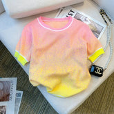 VINESU Gradient color hot diamond-heavy ice silk sweater