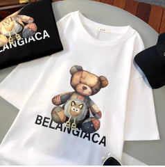 A144 - 3D Mini Pouch Patchwork Bear T-Shirt - 220g Heavyweight Pure Cotton