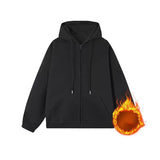 VINESU 100% Cotton Solid Color Zip-Up Hoodie