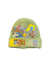 Vinesu H12 - Avocado Green Handmade Patchwork Knit Beanie | Vintage-Inspired Cartoon One-of-a-Kind Winter Hat