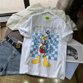 A99 - Luxury Sparkling Donald Duck Sequin Graphic T-Shirt - 220g Premium Breathable Cotton - Hand-Embellished Crystal Bead Embroidery