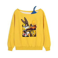 VINESU Looney Tunes Themed Off - Shoulder Camisole Sweatshirt: A Blend of Sexiness and Fun