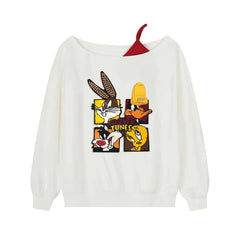 VINESU Looney Tunes Themed Off - Shoulder Camisole Sweatshirt: A Blend of Sexiness and Fun