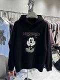 VINESU Rhinestone Mickey Hoodie - 3D Bling Design, Sweet-Cool Street Style