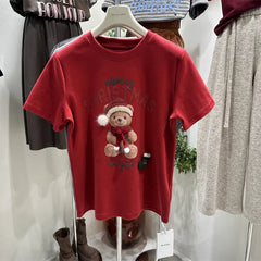 VINESU Christmas Bear Vibe 100% Cotton Crewneck Top