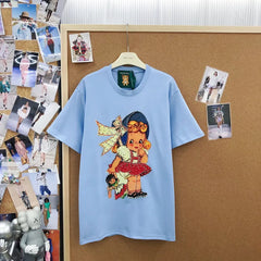 VINESU A19 - Vintage Girl & Doll Pearl & Rhinestone Embellished Cotton T-Shirt