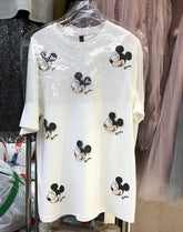 A95 - Luxury 3D Mickey Beaded T-Shirt | 220g Heavyweight Breathable Cotton | Hand-Embellished