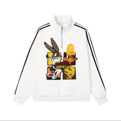 VINESU Looney Tunes - Themed Half - Zip Sweatshirt: Sporty and Cartoon - Filled