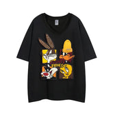 VINESU Looney Tunes 3D Accent V-Neck Tee | Playful Casual Versatile Top