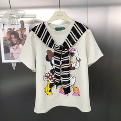 VINESU Minnie & Daisy Duck T-Shirt - Pearl/Rhinestone Details