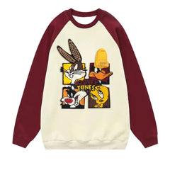VINESU Looney Tunes - Themed Raglan - Sleeve Sweatshirt: Blend of Style and Cartoon Fun