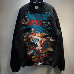 Vinesu A66 - Handmade Reworked Mickey Distressed Sweatshirt | One-of-a-Kind Festive Vintage Top