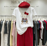 VINESU A54 - Cute Bow-Knot Cat Loose Fit T-Shirt
