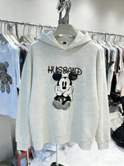 VINESU Rhinestone Mickey Hoodie - 3D Bling Design, Sweet-Cool Street Style