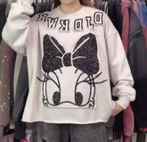 Vintage Washed Sequin Daisy Duck Sweatshirt | Oversized Graphic Crewneck