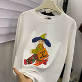 Whimsical Cartoon Graphic Long Sleeve Tee | Cute Casual Streetwear Top