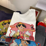 Vintage Pinocchio Graphic Cotton T-Shirt | Oversized Front & Back Print Tee