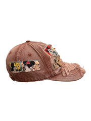 H23 - Vintage Mickey Mouse Distressed Denim Baseball Cap – Casual Adjustable Dad Hat for Men & Women