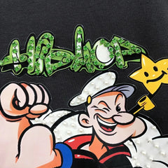 B05 - Heavyweight Cotton Popeye Beaded Graphic Crewneck Sweatshirt