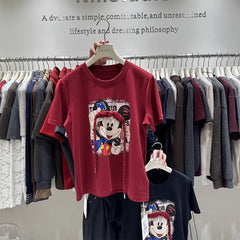 VINESU 100% Cotton Tee - 3D Exquisite Ornament - Vintage Retro Cartoon Top