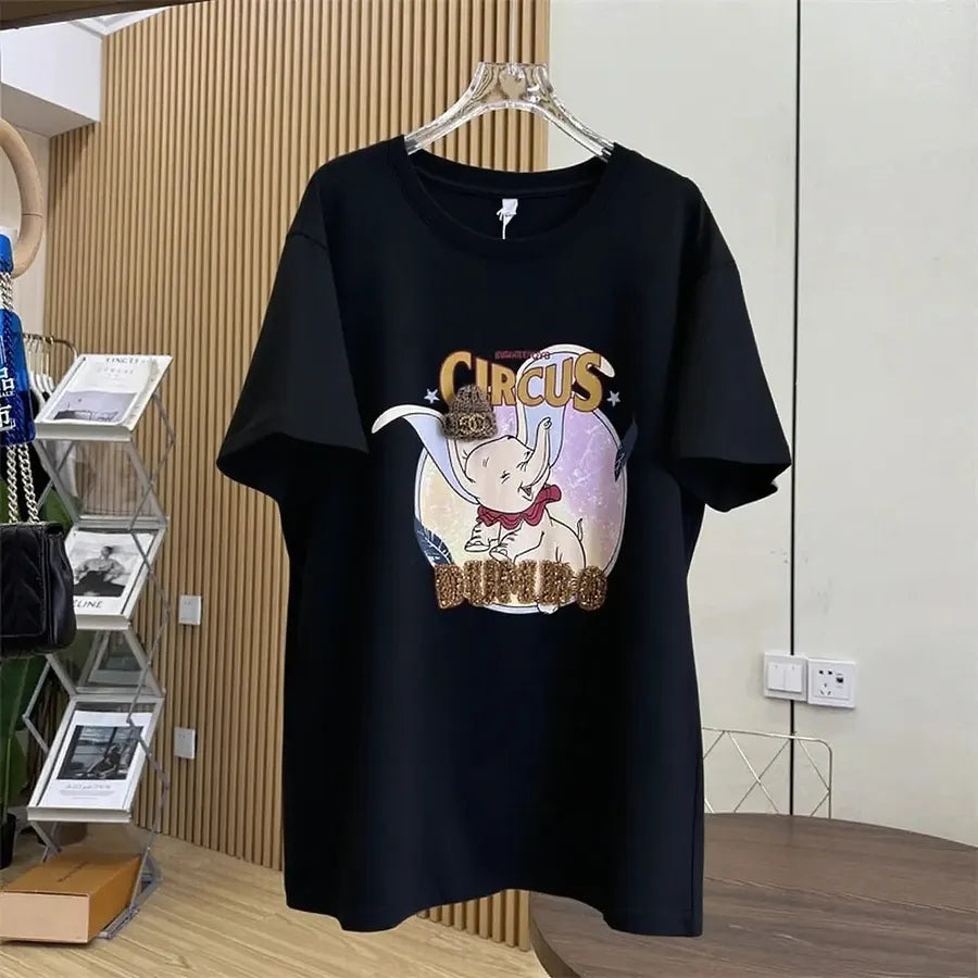 VINESU Cuteness Boosted! Dumbo T-Shirt with Knitted Hat & Rhinestones